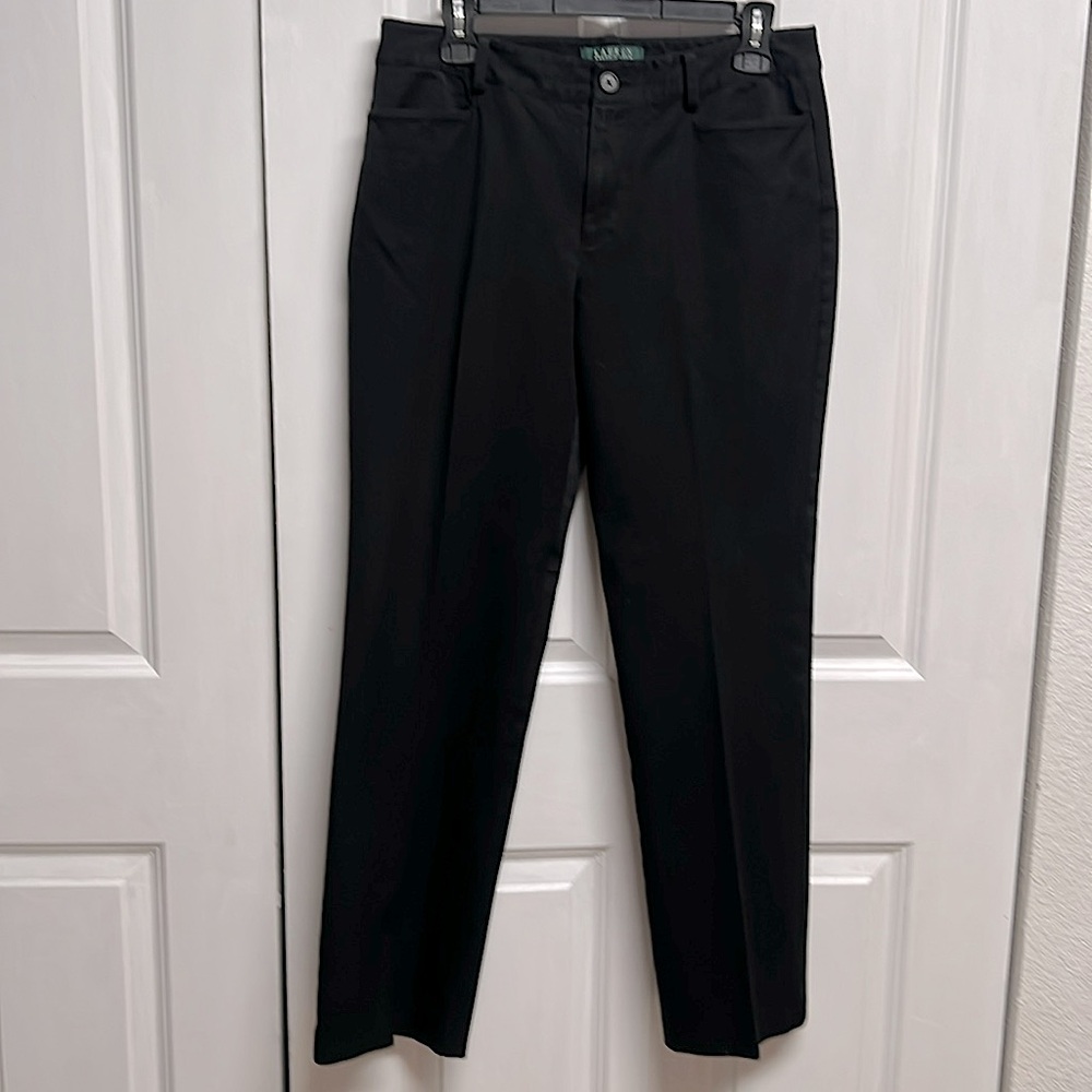 Ralph Lauren Catlin Black Mid Rise 3 Pocket Khaki Pants Size 8